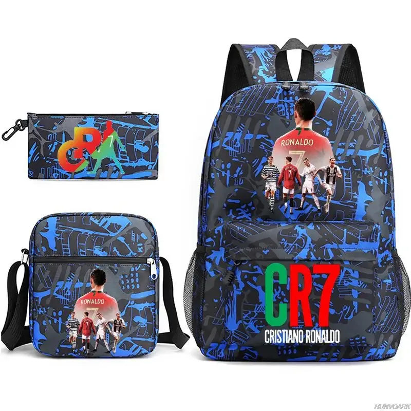 sac dos oxford université appliques cristiano ronaldo motifs galactiques ligne bleue pochette bandoulière noire vert rouge voyage étudiant