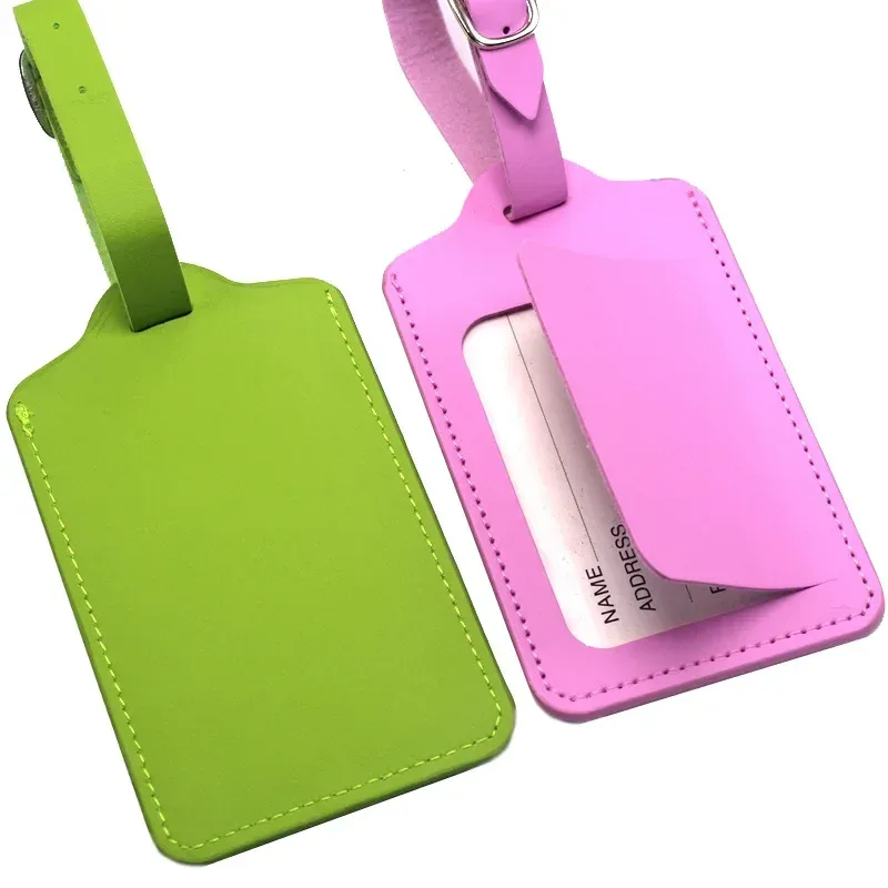 étiquette de bagage en cuir pu pour femmes et hommes, accessoires de voyage, porte-nom et adresse pour valise, étiquette d'embarquement portable