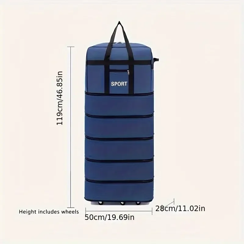 sac de voyage pliable polyvalent à 5 couches avec roulettes, grande capacité, imperméable et durable, idéal pour les voyages, les escapades de week-end et les séjours d'une nuit