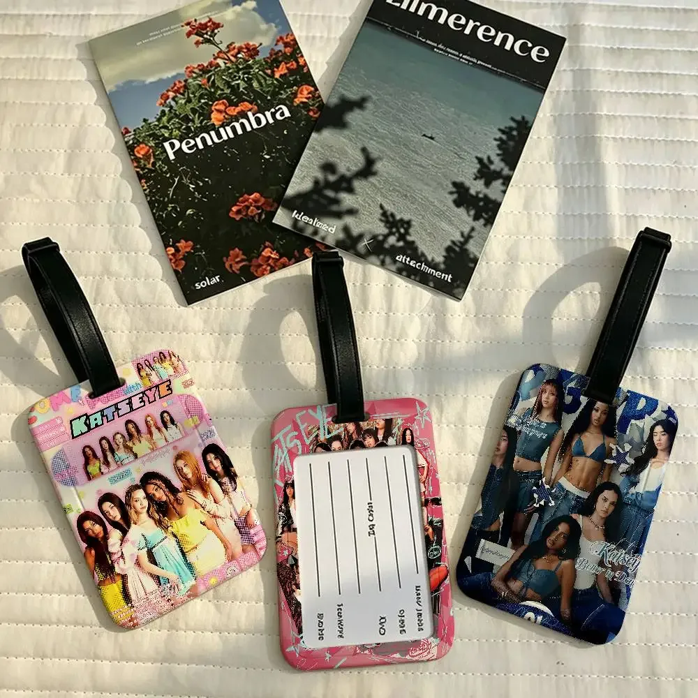 k-katseye singer étiquette de bagage légère en pvc anti-perte avec pochette amovible pour carte d'information, accessoire de voyage pour sac à dos