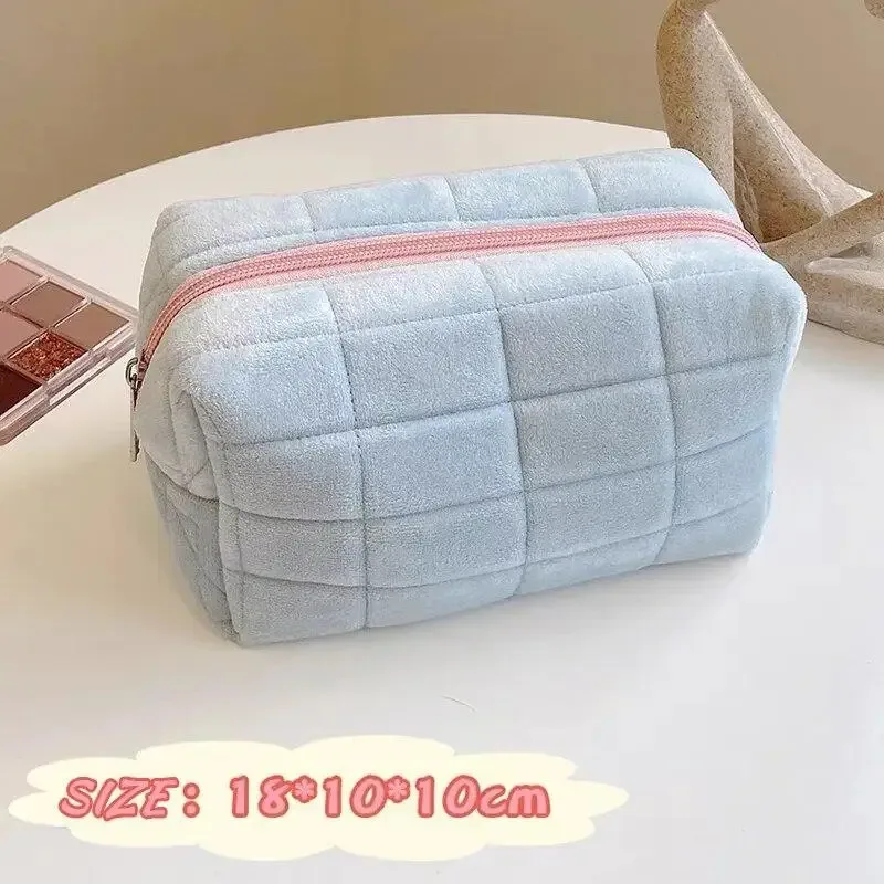 sac de rangement de cosmétiques en fourrure solide, grand sac de rangement de maquillage à fermeture éclair pour femmes, sac à main de papeterie, trousse à crayons de voyage, poinçon de toilette