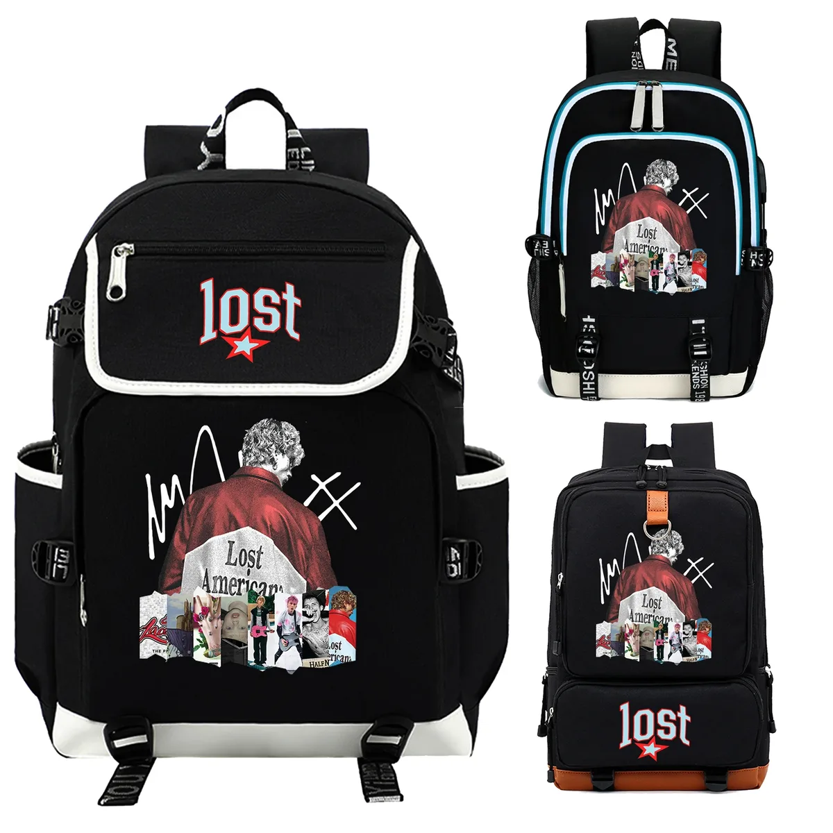 sac à dos mgk lost americana tour machine gun kelly, sac à dos pour ordinateur portable, sac à livres pour garçons et filles, sac à livres pour étudiants mgk mochila