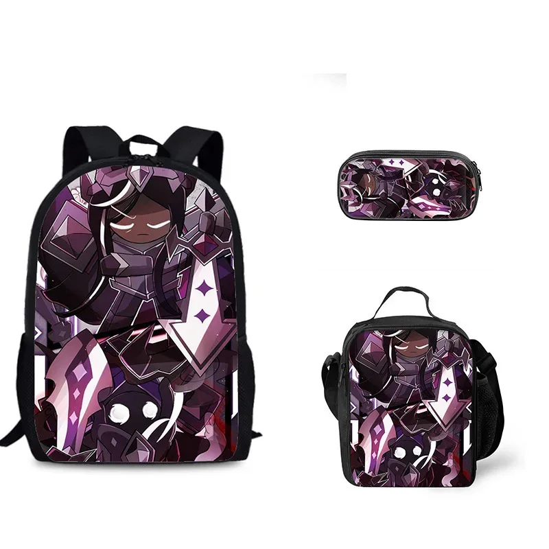 jeu de biscuits sac à dos étudiant ensemble de trois pièces ombre lait cookie périphérique sac à dos pour enfants sac de repas ensemble de trousse à crayons
