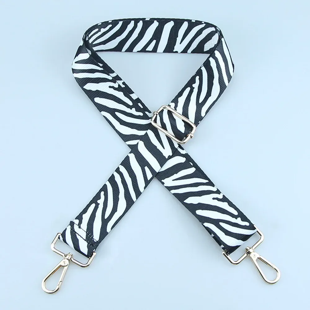 sangle de sac en nylon pour femme, sangle de sac à bandoulière, sangle de messager initiée, sangles d'environnement brodées réglables, accessoires noirs et blancs