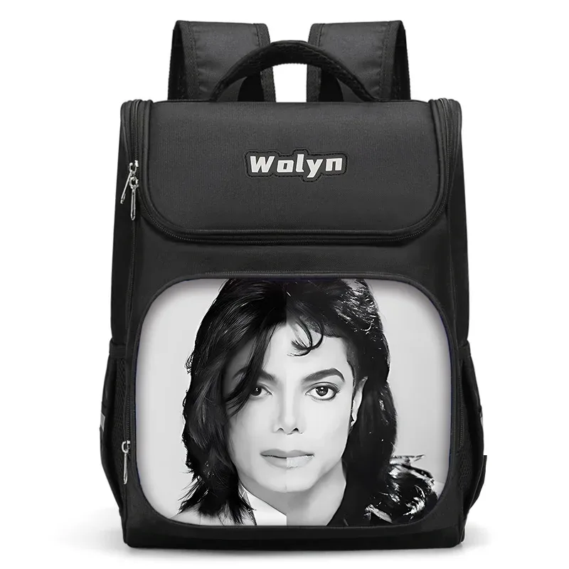 grand sac à dos michael jackson pour enfants, sac d'école pour garçons et filles, sac à dos de voyage pour hommes et femmes, durable et multi-compartiments
