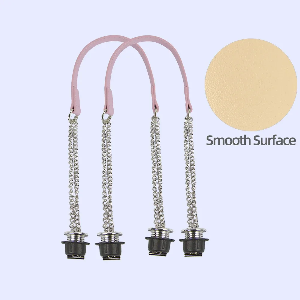 nouvelle paire de chaînes doubles longues argentées obag avec vis à placage métallique pour poignée obag, sac à main pour femme, sac à bandoulière
