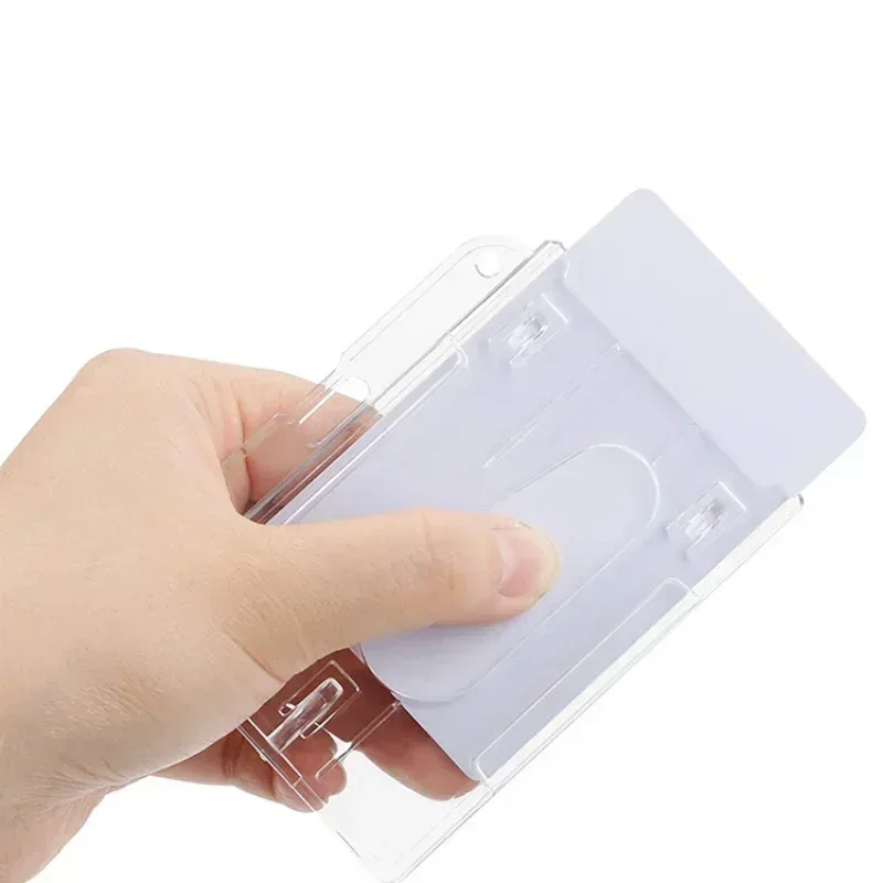 fentes pour cartes transparentes, porte-badge pour étiquette d'identification, avec bobine de badge, organisateur de rangement pour cartes, étui pour cartes de travail pour passe des employés