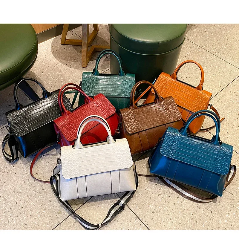 sac à bandoulière en cuir véritable de vache pour femmes, sacs à bandoulière de luxe de styliste pour dames, sac à main rétro décontracté de grande capacité