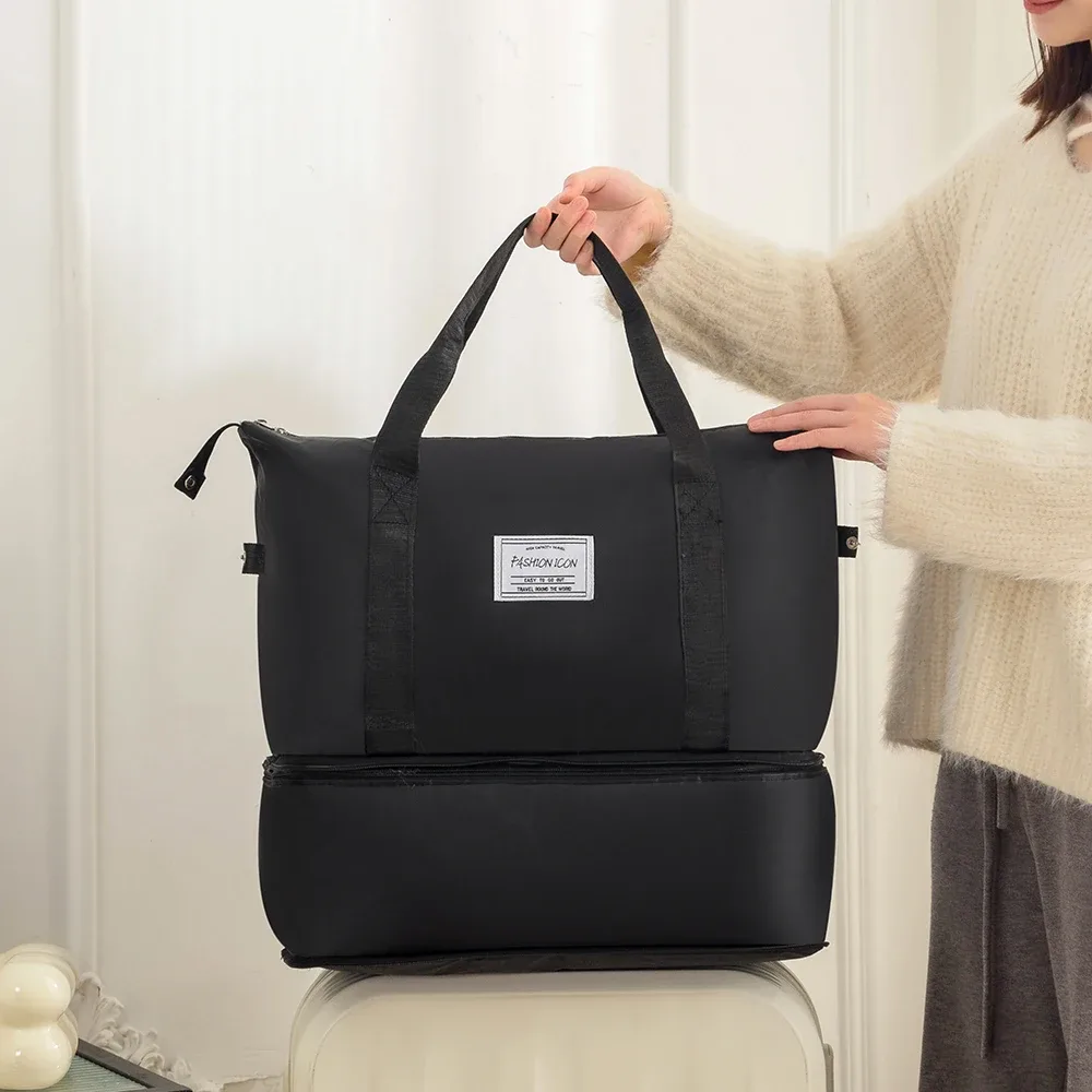 sac de voyage pliable promotionnel et tendance, grande capacité, double compartiment ; sac de rangement pour bagages ; sac à main multifonctionnel ; sac de maternité léger, portable et extensible ; sac de sport unisexe