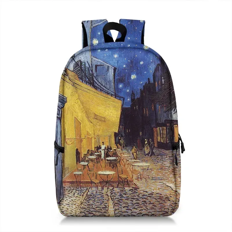 sac à dos peinture à l'huile de claude monet gustability klimt van gogh, cartable de nuit étoilée, baiser de tournesol, cartable de voyage pour femme