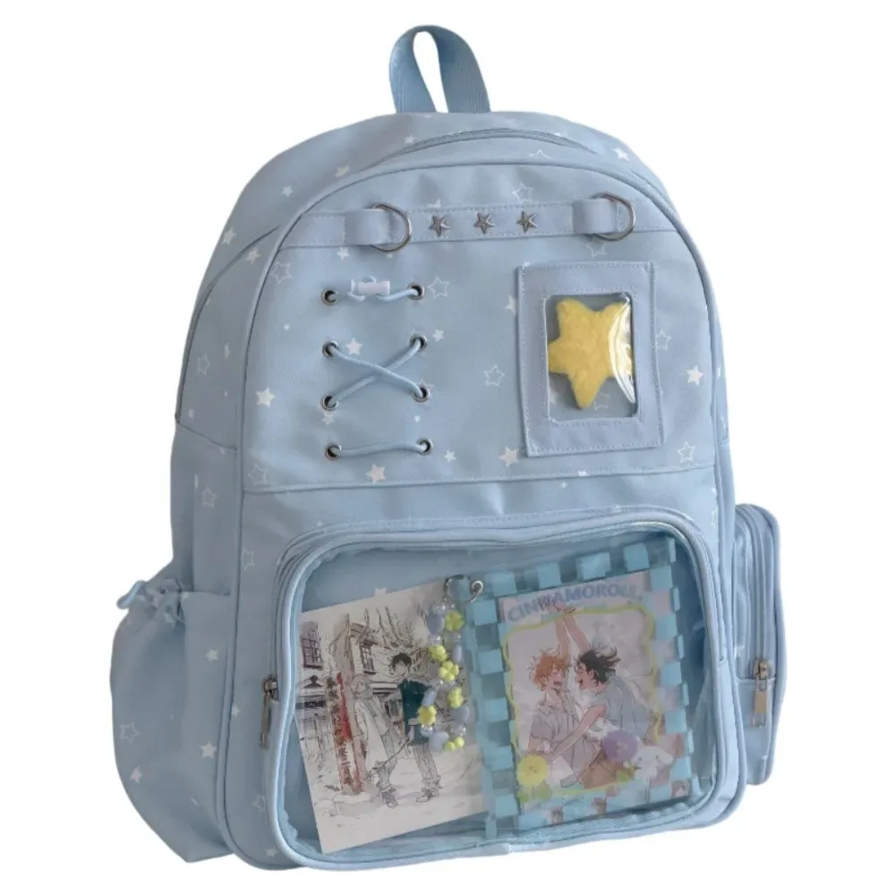 sac à dos transparent à imprimé étoiles, style lolita, itabag transparent, imprimé, avec plusieurs poches, pour usage quotidien.
