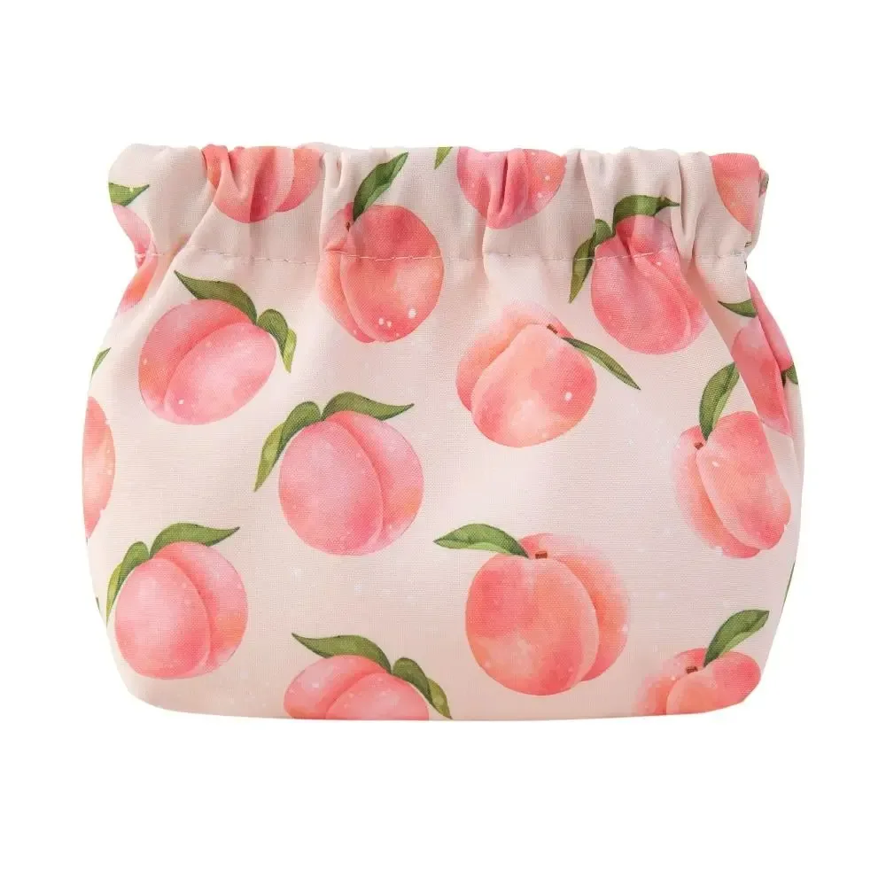 petite pochette à fleurs, trousse de maquillage, motif cerise mignon, porte-monnaie imprimé, sac de rangement auto-fermant pêche, pour voyage
