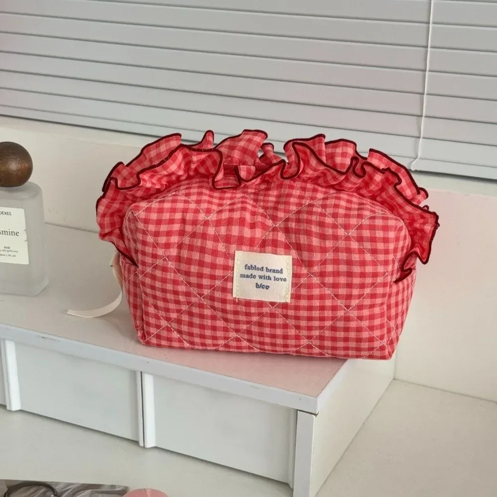 trousse de maquillage créative à volants, sac cosmétique portable multifonctionnel avec fermeture éclair, grande capacité, organisateur de toilette de voyage