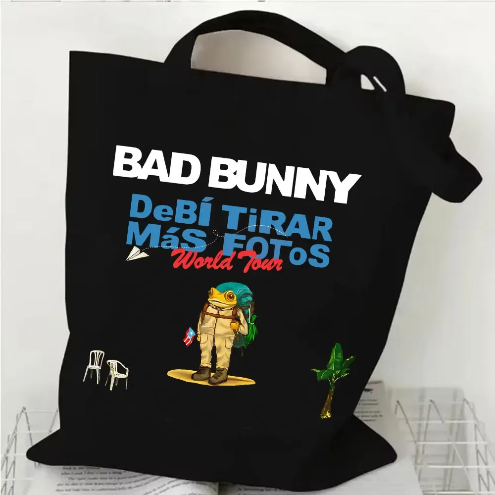 Bad Bunny DTMF World Tour 2025-2026 sac à provisions Debi Tirar Mas Fotos sac de shopping en toile fille mode sacs fourre-tout à bandoulière