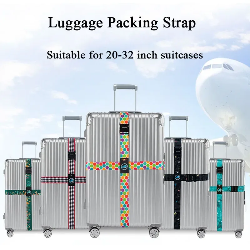 cadenas serrure tsa polyester géométrique multicolore hexagon carré sangles ajustables sac voyage ensemble huit