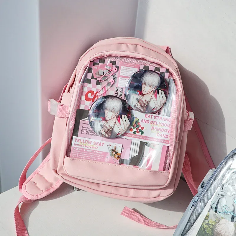 y2k mignon mini sac à dos femmes kawaii ita sac doux fille sac à dos transparent bricolage personnalité affichage sac à dos lolita sac à bandoulière