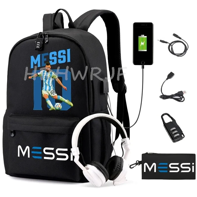 sac à dos de sport messi camouflage pour femmes et hommes, sac à dos pour ordinateur portable pour adolescents, étudiants, sac à dos orthopédique de voyage avec trousse à crayons 2 pièces