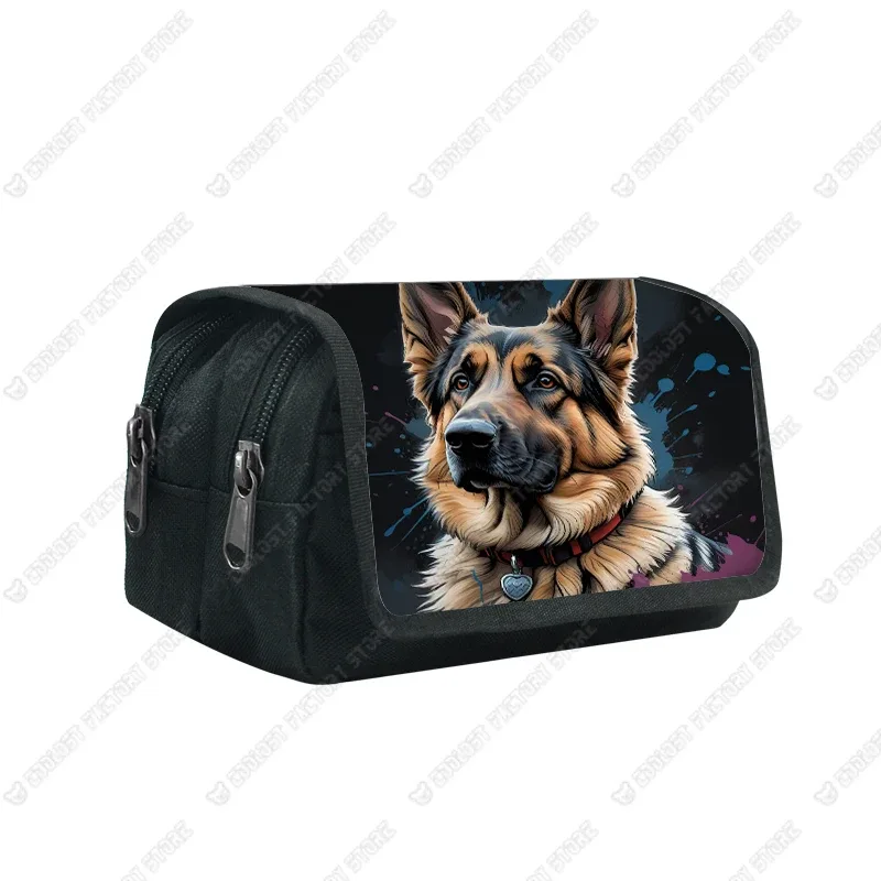 trousse à cosmétiques motif chien d'interconnexion, papeterie de maquillage, troupeau de contribuables allemands, chiots shih tzu, sac à crayons, porte-pinceaux