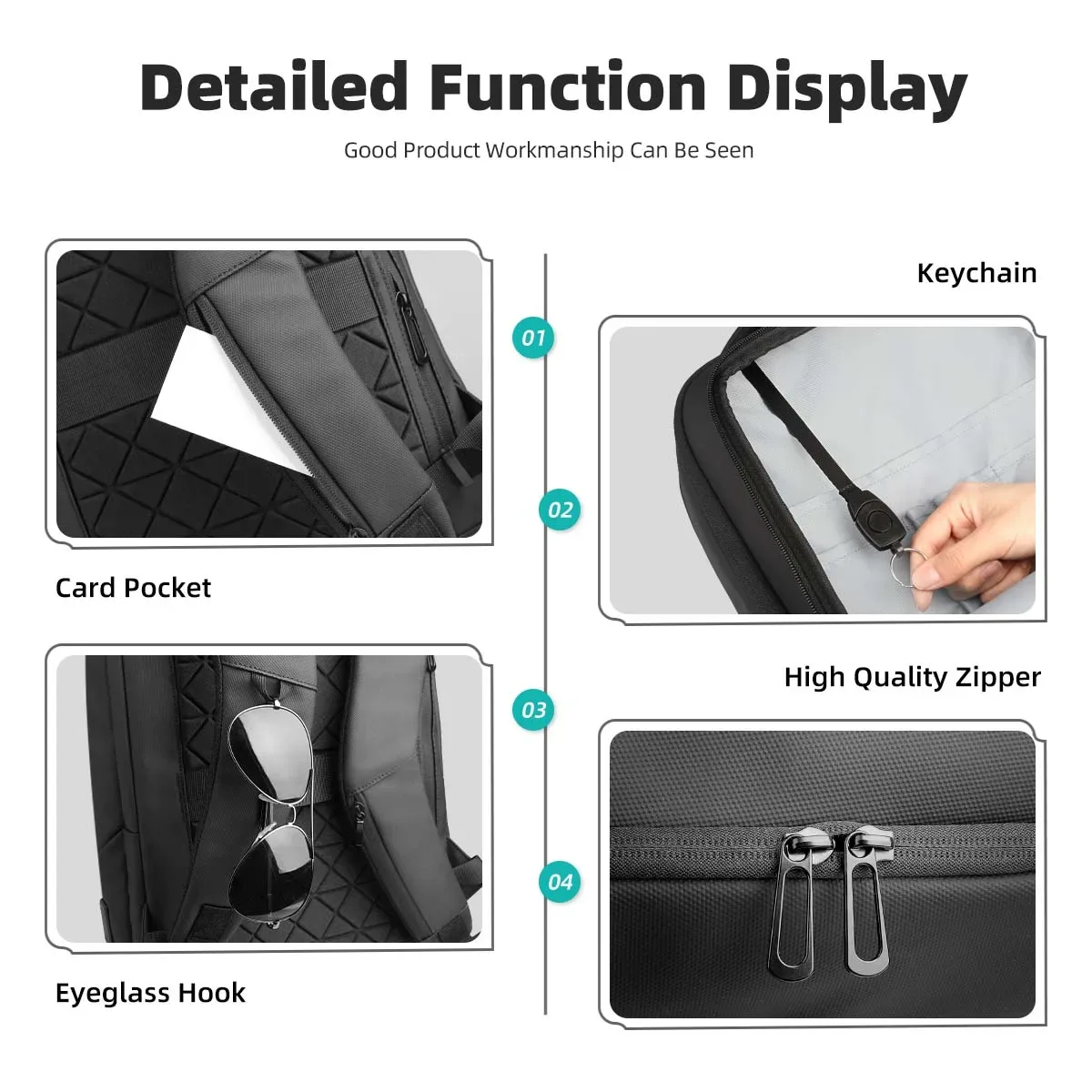 heroic knight – sac à dos multifonctionnel pour hommes, sac à dos pour ordinateur portable 15.6 pouces, étanche, grande capacité, pour le travail et les voyages, avec port usb
