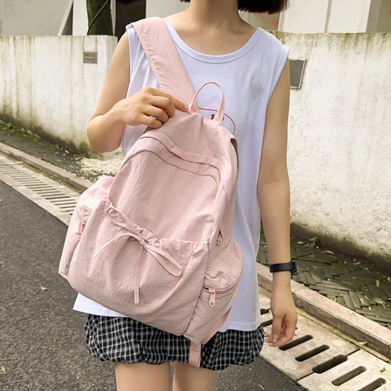 sac à dos de grande capacité avec nœud à cordon de serrage, simple et polyvalent, avec nom brodé personnalisé, sac à dos en nylon, cadeau 2025, nouveau