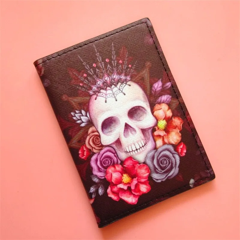 porte-passeport imprimé léopard, porte-cartes de crédit en forme de crâne, porte-cartes d'identité professionnel en cuir pu de qualité supérieure pour femmes, porte-passeport pour femmes