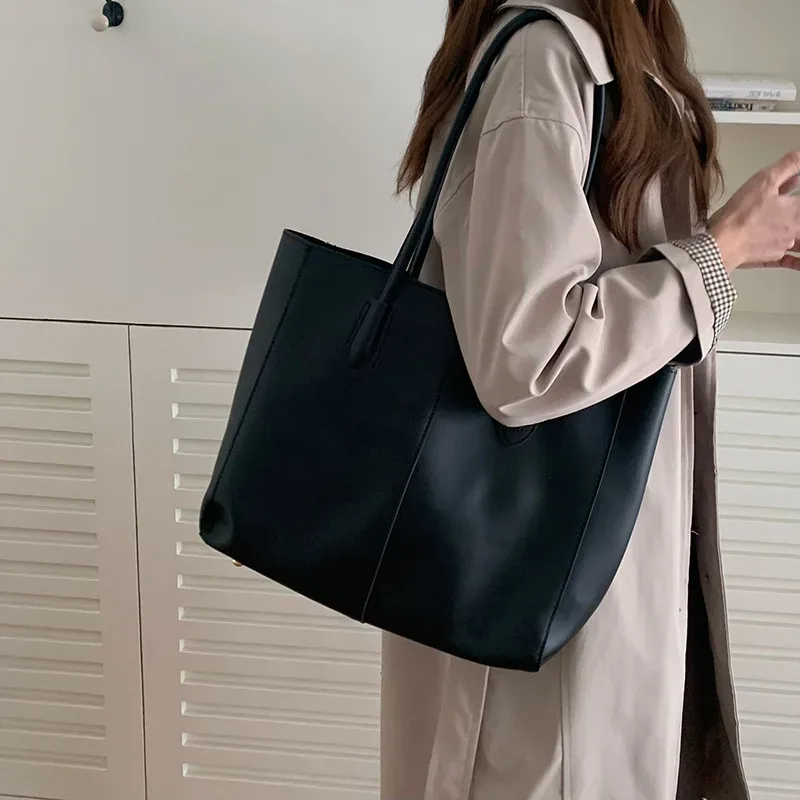 sac fourre-tout vintage pour femmes, nouvelle version coréenne, grande capacité, sac de transport simple, à la mode et polyvalent, sac à bandoulière simple