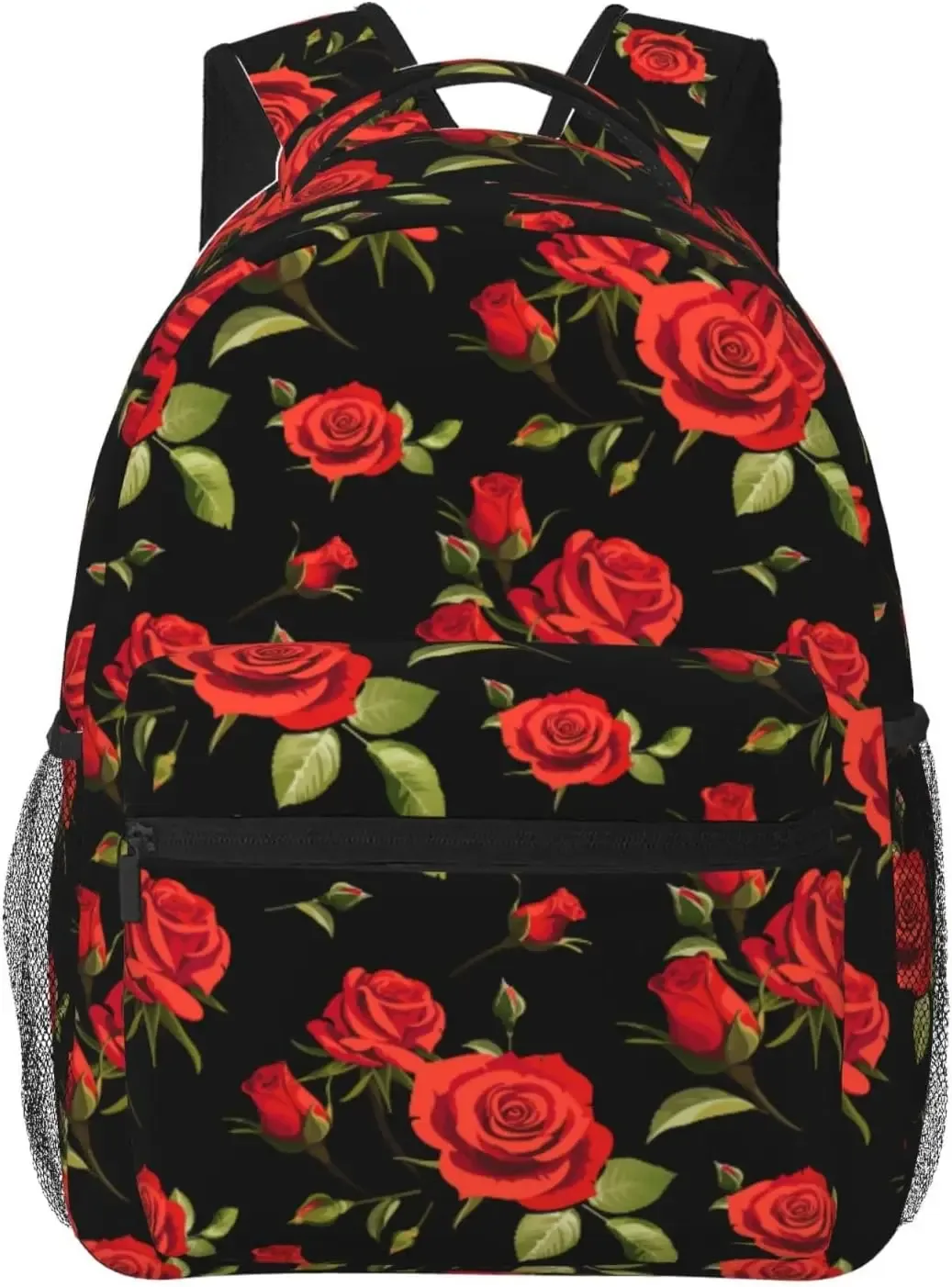 sac à dos léger à motif de fleurs roses rouges pour hommes et femmes, sac à dos universitaire, sac à dos décontracté, sac de voyage pour ordinateur portable