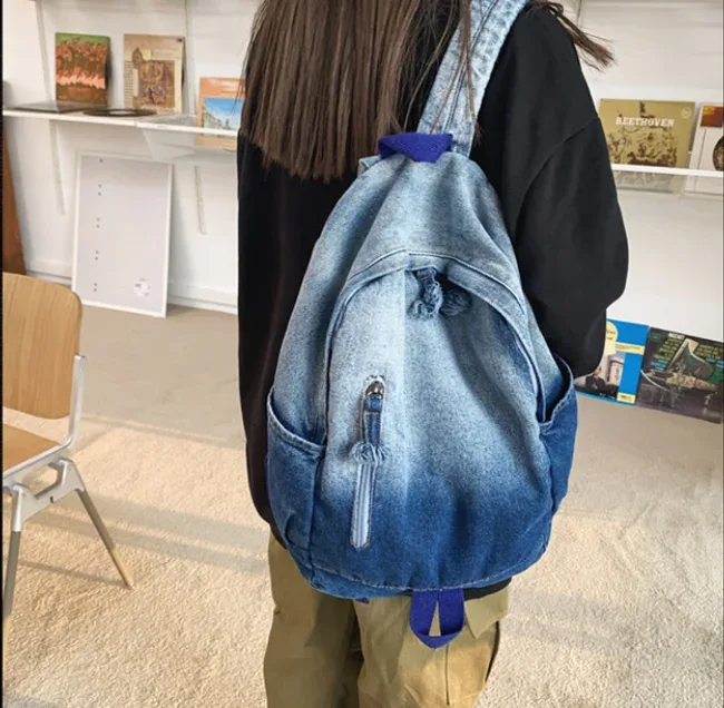 sac à dos personnalisé en jean dégradé, nouvelle collection automne-hiver, pour filles et garçons, idéal pour la maternelle, l'école et les voyages en extérieur