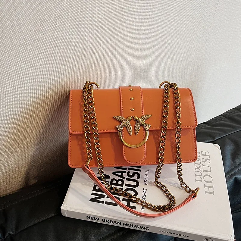 sac bandoulière pinko swallow chain bacchus, nouveau sac à main tendance européen et américain, sac porté épaule ou sous le bras