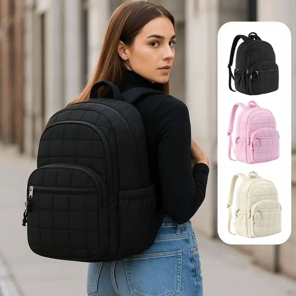 sac à dos de voyage créatif matelassé à carreaux imperméable pour étudiants, sacs d'école tendance et durables pour l'université