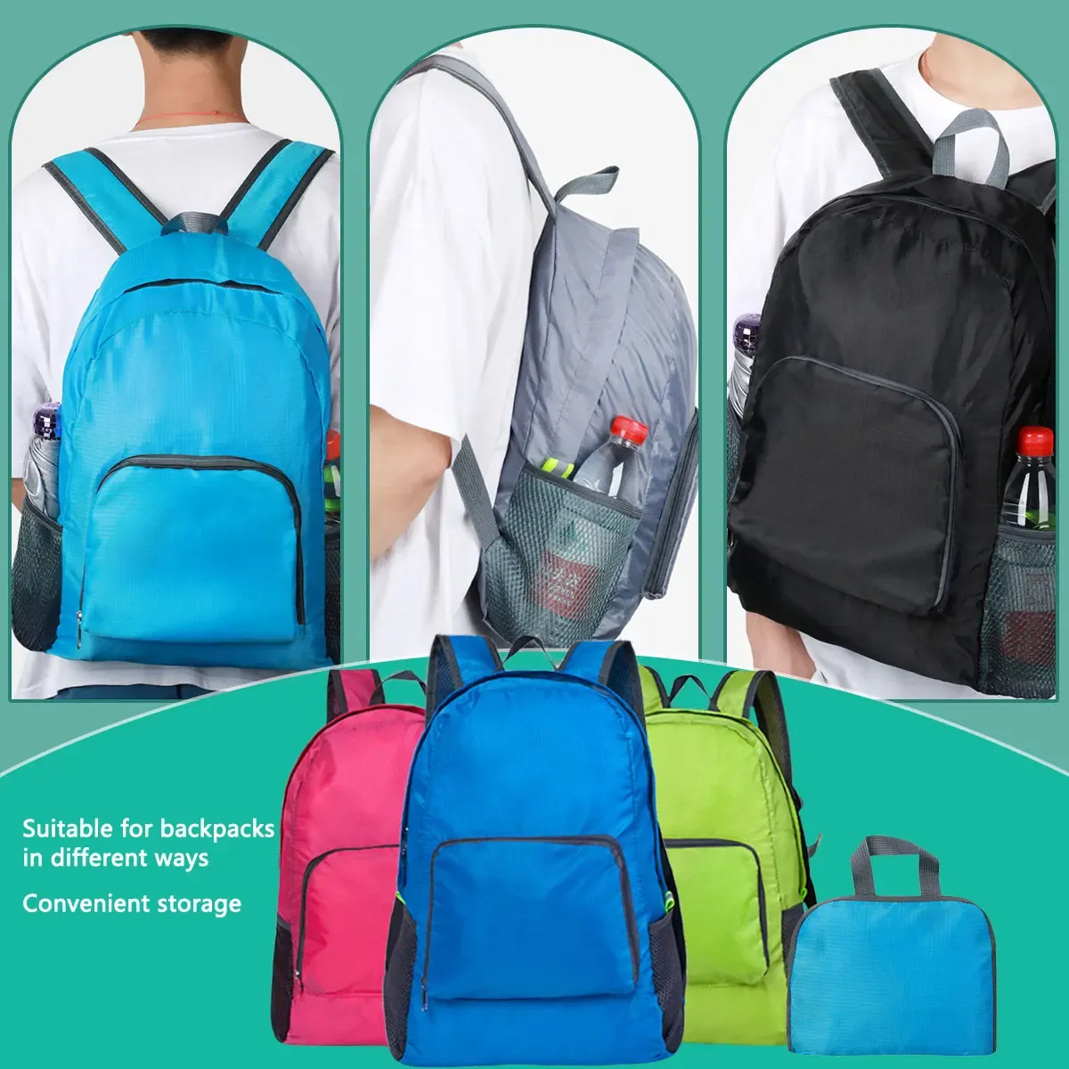sac à dos pliable pour la montagne, ultraléger, en nylon imperméable, sac de voyage, sac à dos de sport de grande capacité