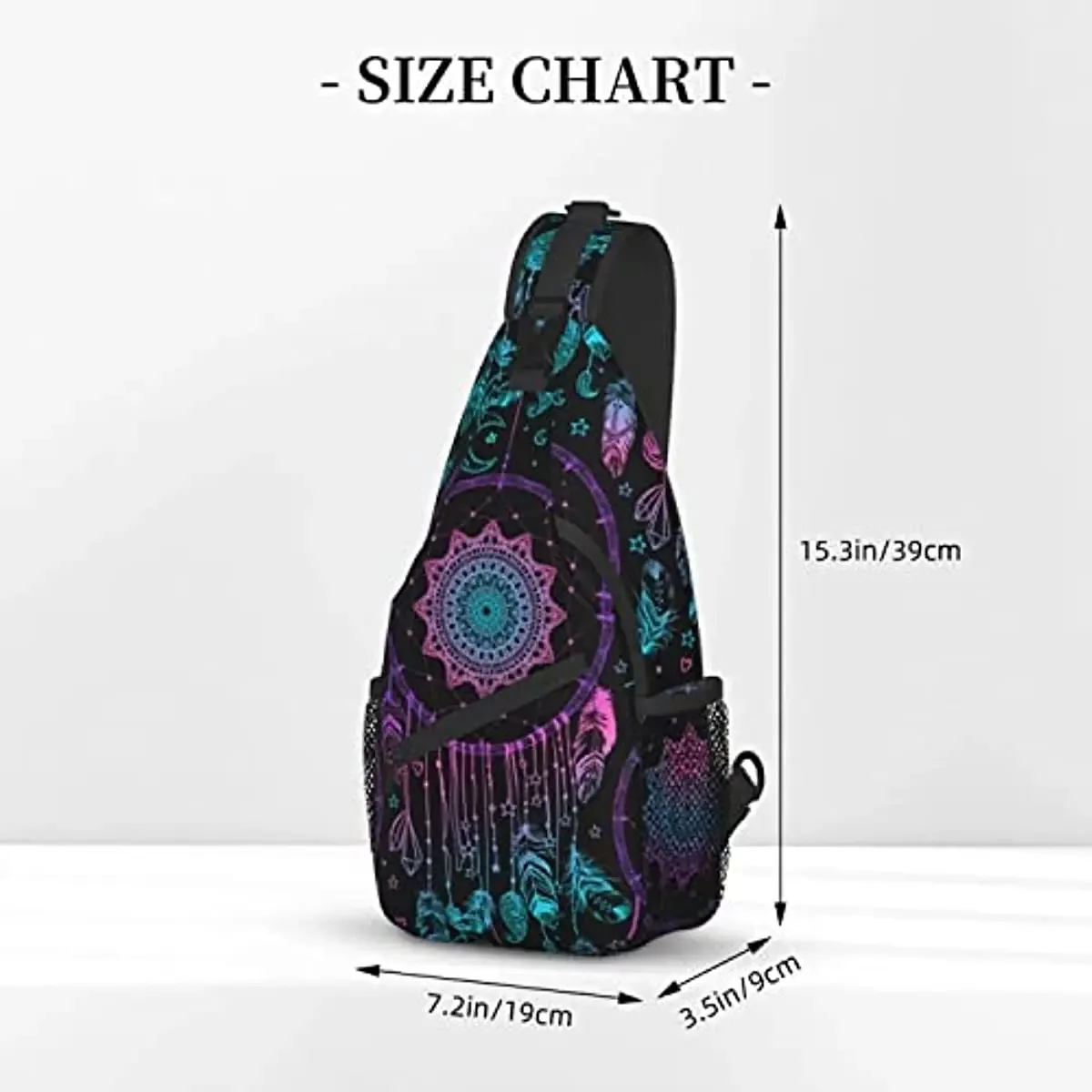 sac à bandoulière aquarelle pour hommes et femmes, style boho attrape-rêves mandala, sac de jour de randonnée, sac à dos à bandoulière, sac de poitrine de voyage pour hommes et femmes