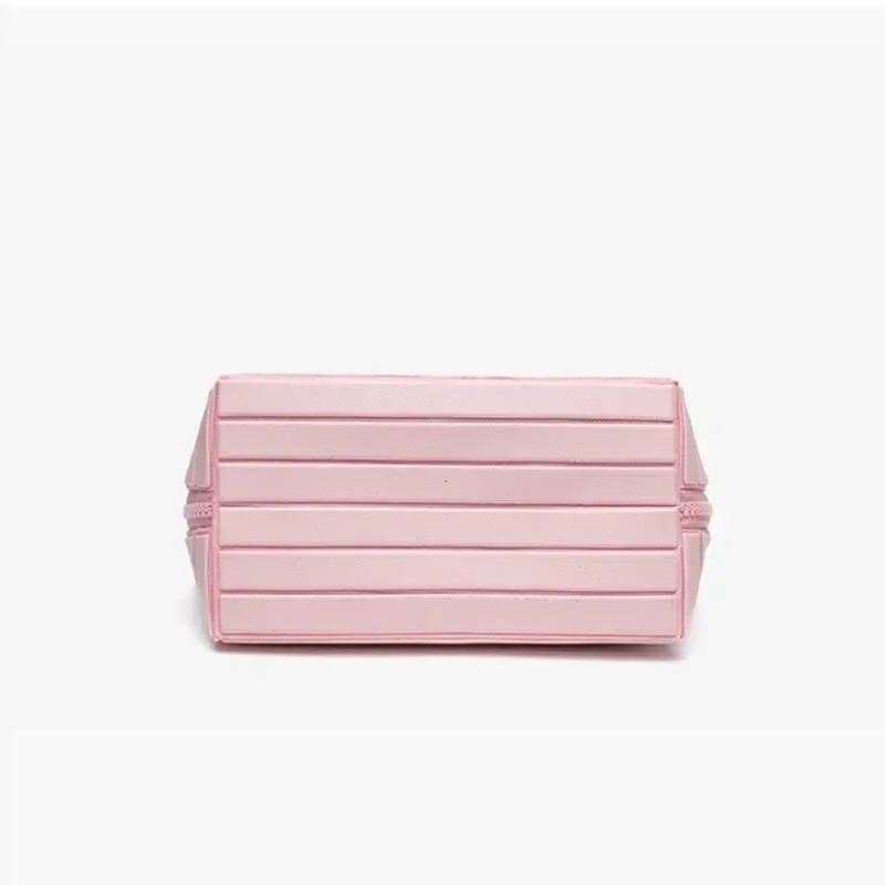 sac de rangement rayé en pvc, grande capacité, pochette de rangement pour articles de toilette de voyage en plein air, sac à cosmétiques de voyage portable, sac de maquillage, 1 pièce