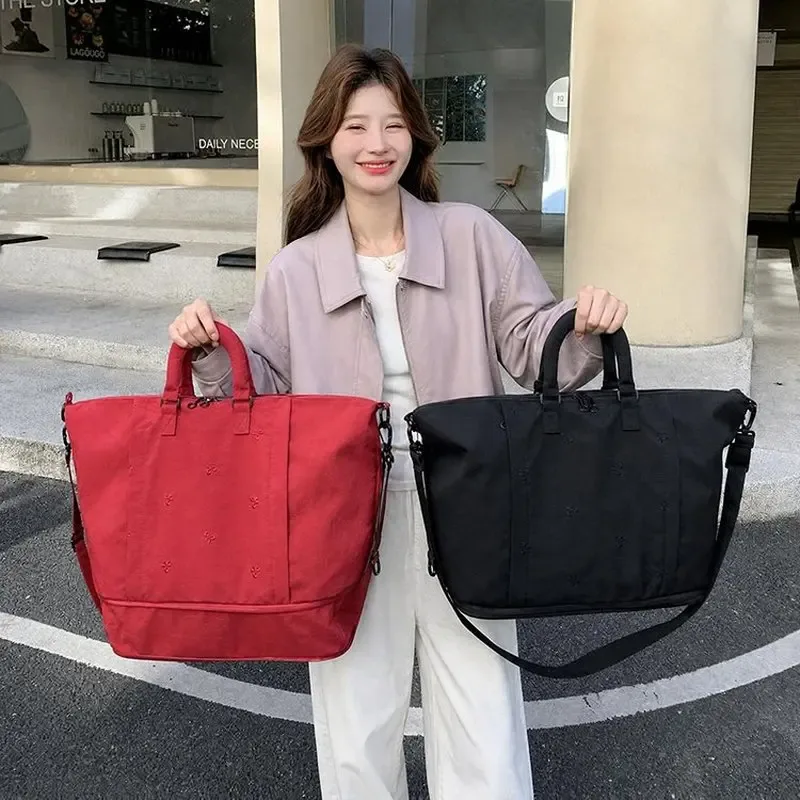 sac de voyage en toile pour femme avec broderie papillon, grande capacité, sac de week-end, sac de nuit avec poignée en corde