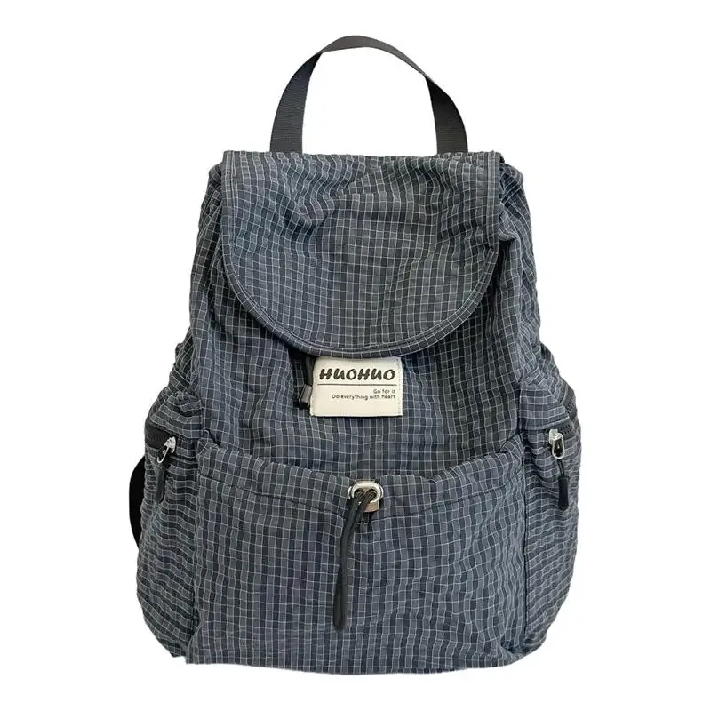 sac à dos minimaliste à carreaux tendance, grande capacité, multi-poches, décontracté, pour étudiants, sac d'école, sac de voyage vintage à carreaux.