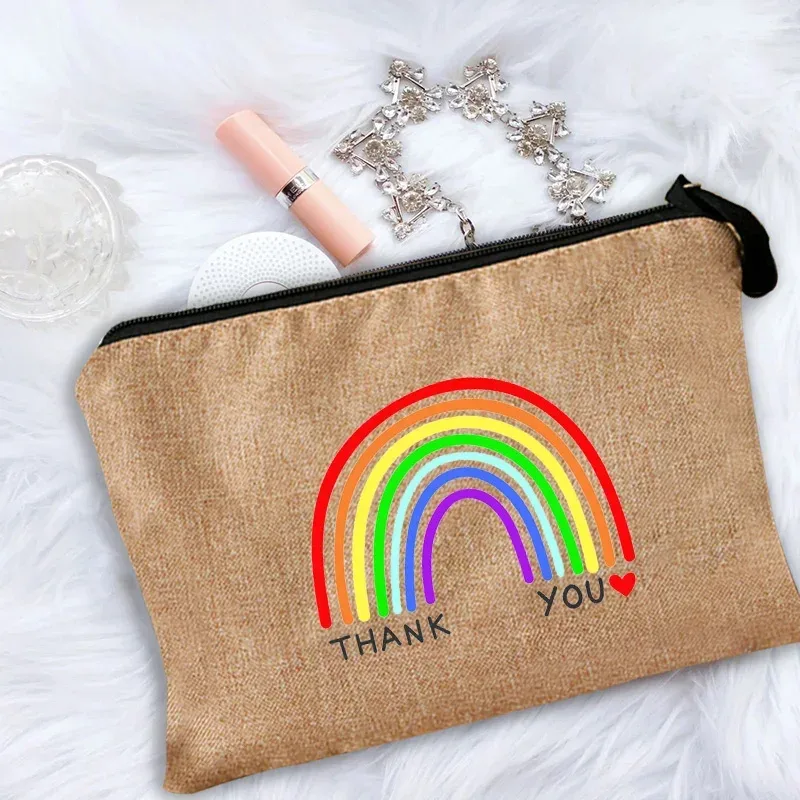 trousse de maquillage pour femmes, trousse à cosmétiques pour enseignant merci maîtresse, sac de rangement pour maîtresse, sac à main, pochettes à fermeture éclair, cadeau pour enseignant
