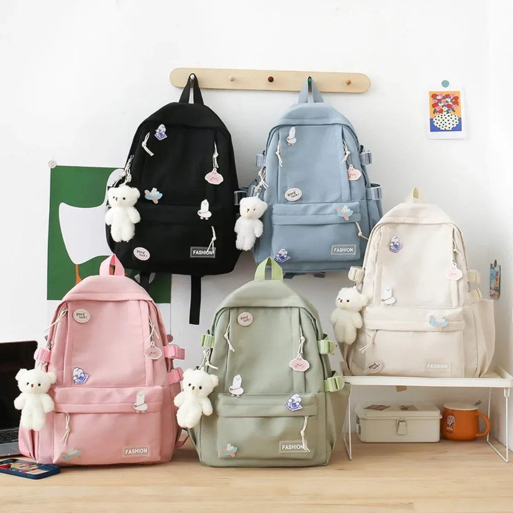nouveau sac d'école de grande capacité, couleur unie, sangle réglable, sac à dos léger, sac de voyage en toile portable, unisexe