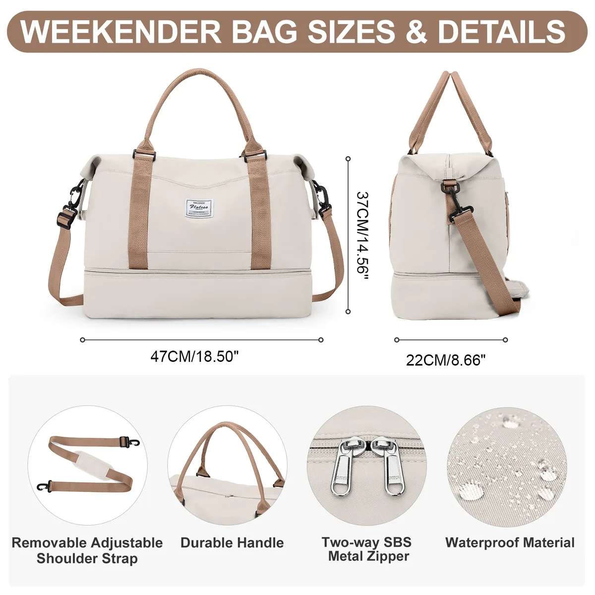 sac fourre-tout de voyage, sac à main léger avec compartiment à chaussures, sac à bandoulière de grande capacité, sac de voyage de cabine, sac de sport