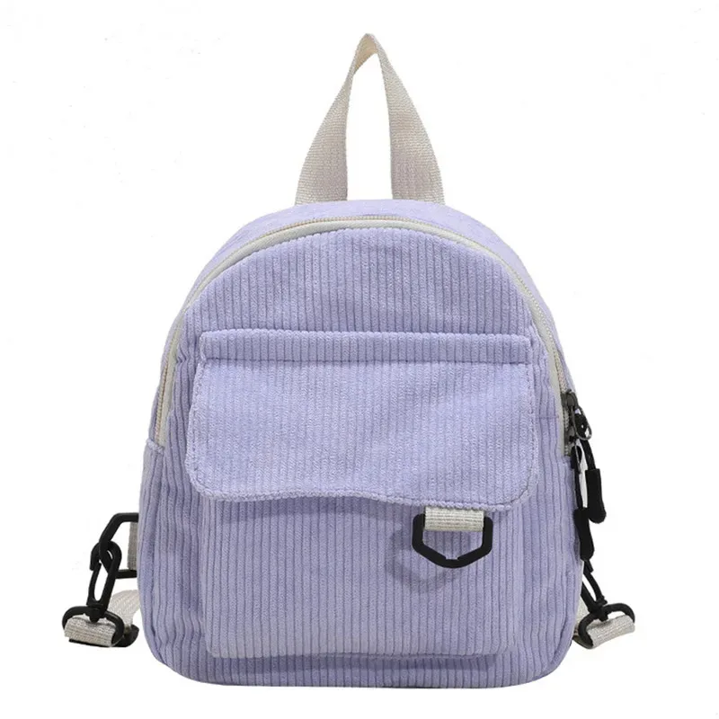 mini sac en velours côtelé brodé pour femmes, simple, couleur unie, mode filles, petit sac à dos de voyage en plein air pour dames