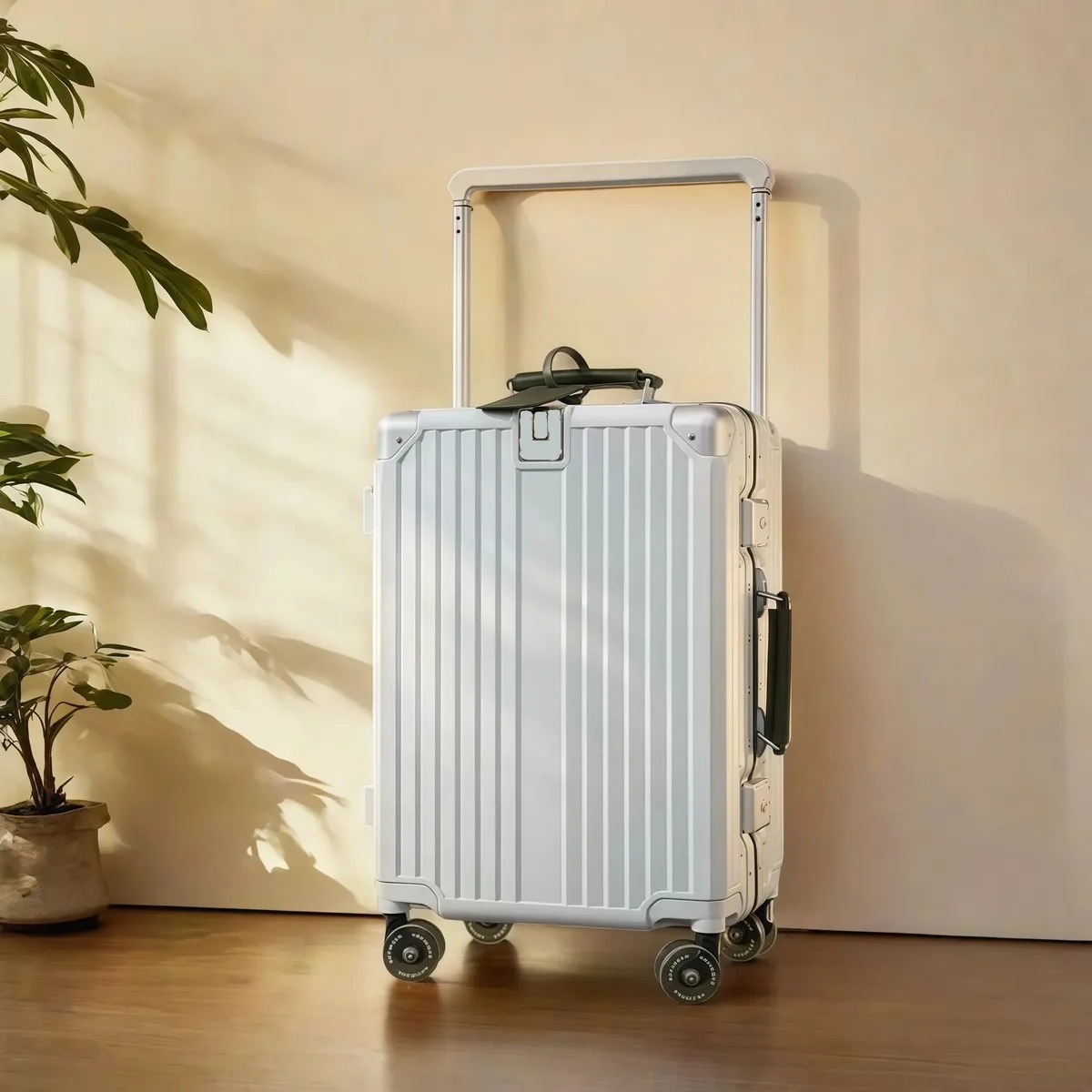 valise bagage roulant pc aluminium serrure tsa roues silencieuses poignées transport amovibles compartiments internes organisés usage voyage