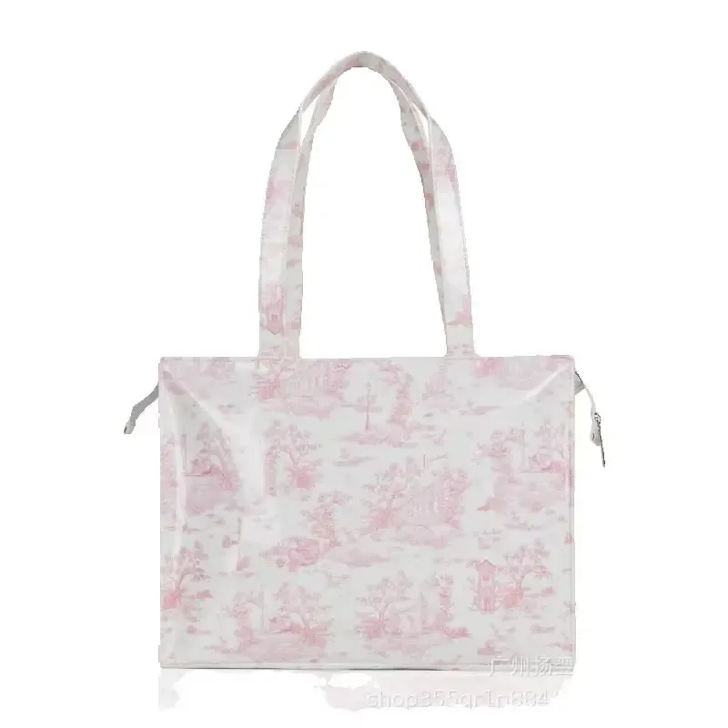sac fourre-tout imperméable en pvc à imprimé cartoon pour femmes, sac à main décontracté et portable, sac pour le shopping, les trajets quotidiens et l'utilisation quotidienne en extérieur. ﻿