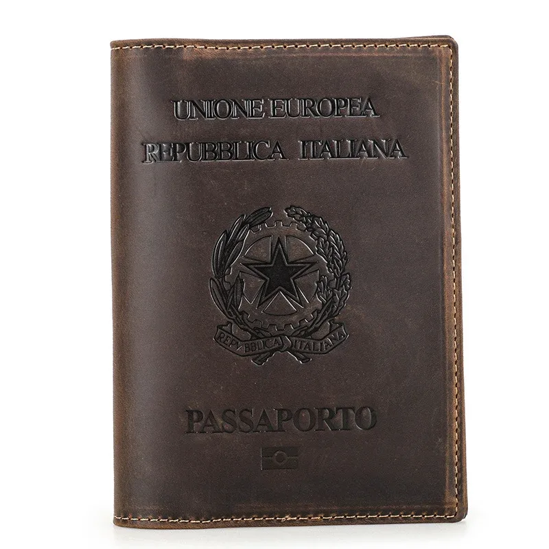 porte-passeport en cuir de vache véritable avec étui airtag-portefeuille de voyage bloquant rfid, poche anti-perte et porte-carte pour hommes et femmes