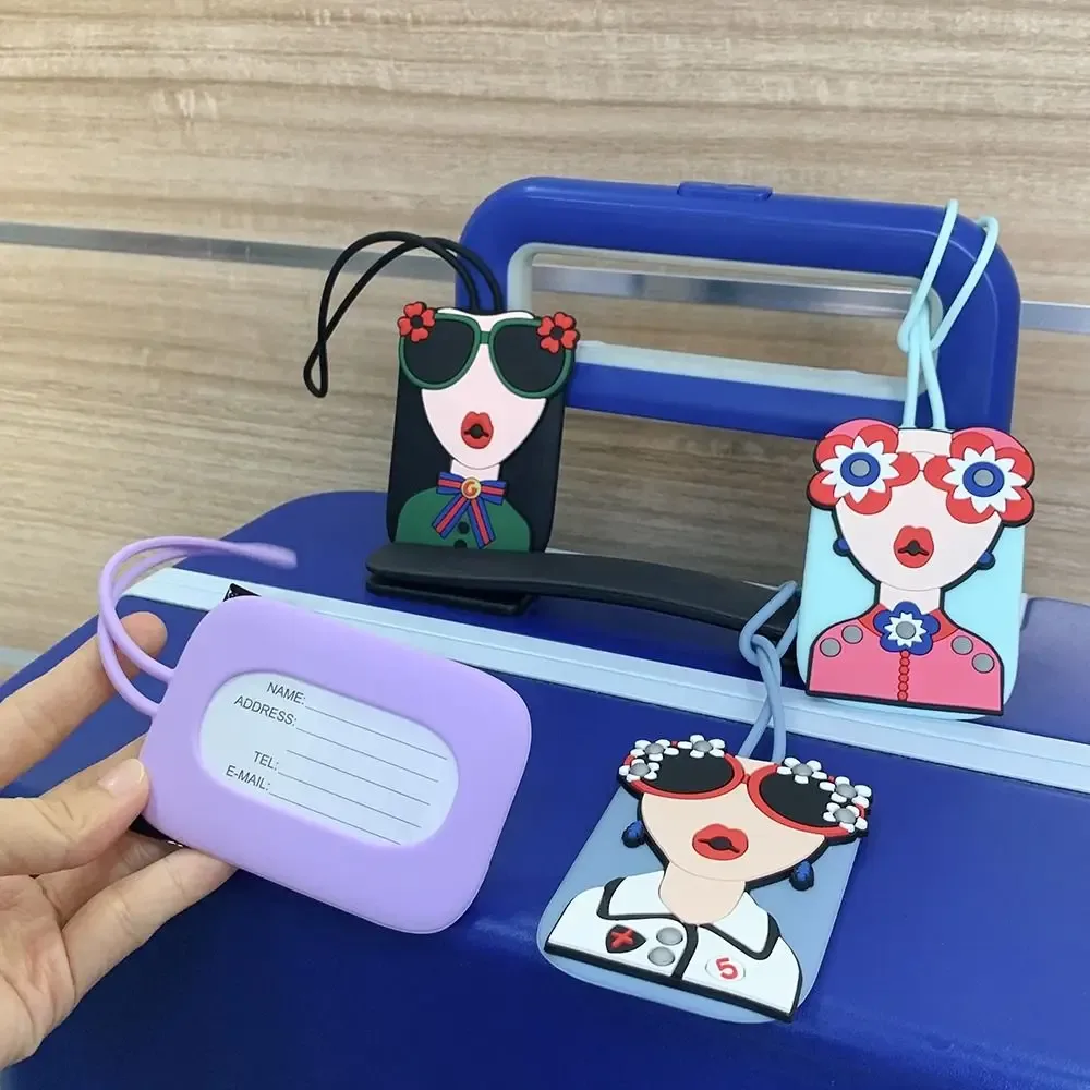 étiquette de bagage de voyage en silicone souple, étiquette d'identification de valise avec lanière, étiquette de carte d'embarquement anti-perte, nom, étiquette d'adresse de téléphone