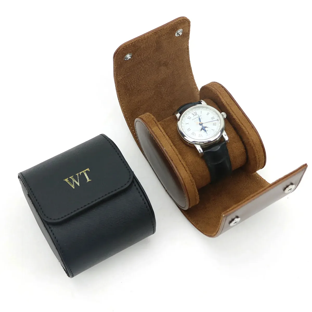organisateur de montre de voyage en cuir pu personnalisé, rouleau de montre, nouvel organisateur de montre avec oreiller coulissant pour hommes, 1 boîte de rangement d'affichage de montre