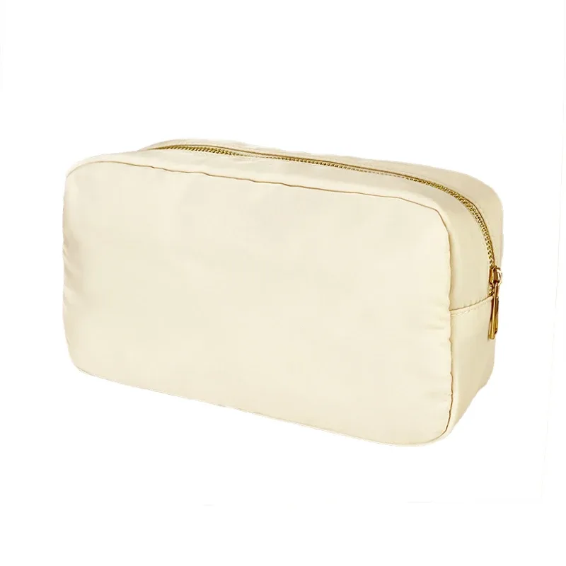 pochette de maquillage personnalisée en nylon rose, imperméable, pour femmes et filles, sac de voyage pour maquillage, organisateur de couleur bonbon, grande capacité