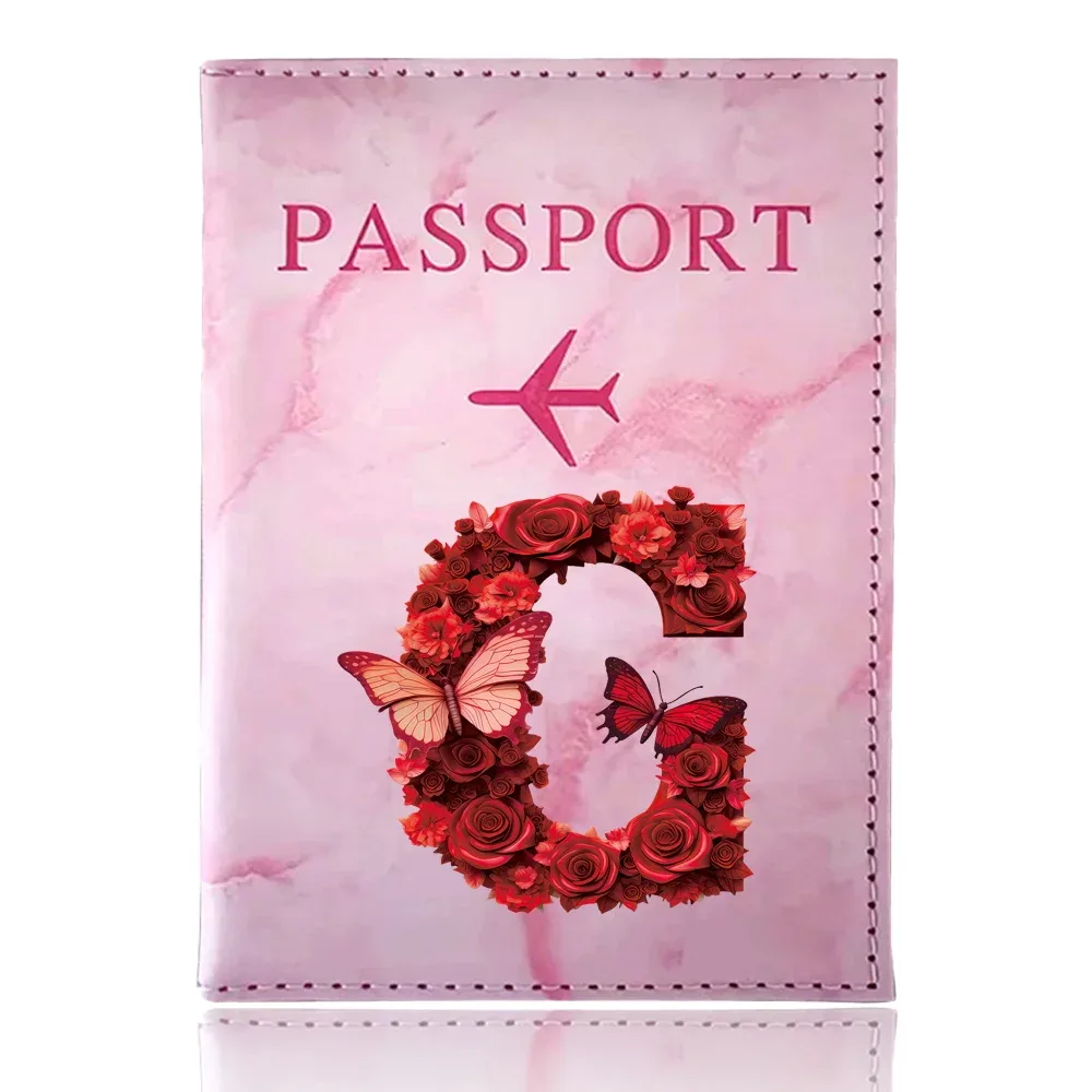 étui de passeport imprimé série rose rouge, porte-passeport, accessoires de voyage, housse de protection pour avion