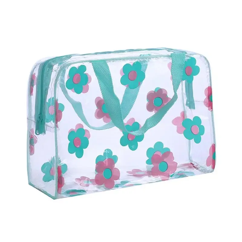 sacs de maquillage transparents en pvc, sacs cosmétiques imperméables à fleurs pour femmes, sacs de voyage, pochettes de rangement pour la douche et les articles de toilette