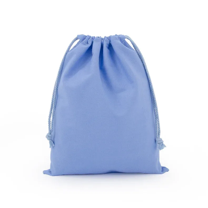sac d'emballage en toile de coton et polyester avec cordon de serrage, personnalisable avec logo, blanc uni, pour cadeaux et rangement
