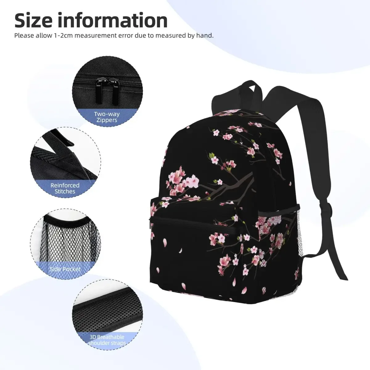 japonais sakura fleurs de cerisier étudiant sac à dos sac d'école randonnée voyage sac à dos pour hommes femmes bookbag sacs à bandoulière