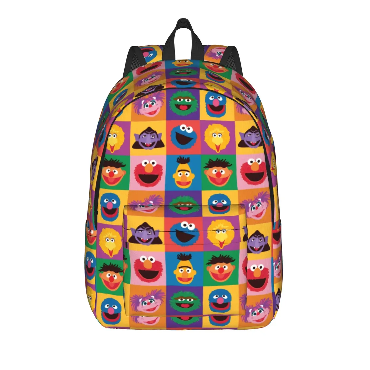 sac à dos décontracté sesames streets, durable, pour le lycée, la randonnée, les voyages, motif de faces cubiques, sac à dos de jour pour hommes et femmes, sacs en toile pour l'université